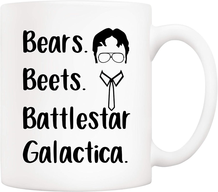 5Aup The Office TV Show Funny Coffee Mug for Dwight Schrute Fans, Bears Beets Battlestar Galactica Office Cup, 11 Oz