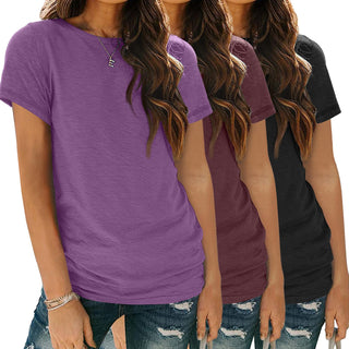 SUNBS Womens 3 Pack T-Shirts Short Sleeve Summer Tops Fashion Basic Tees Comfy Casual Vacation Outfits Workout Clothes 2026