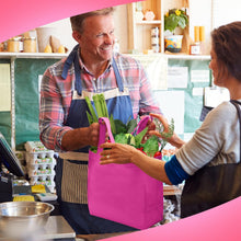 Reginary 100 PCS Reusable Totes Bags - Non Woven Grocery Handle Bags for Shop Events & Retail Store(Rose Pink)