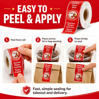 1000-Pack Tamper Proof Stickers, 1.5in x 6in Strong Adhesive Food Delivery Evident Stickers Sealed for Tamper Detection, Easily Use Labels Tapes for Boxes, Cups, Coffee, Envelopes, Documents
