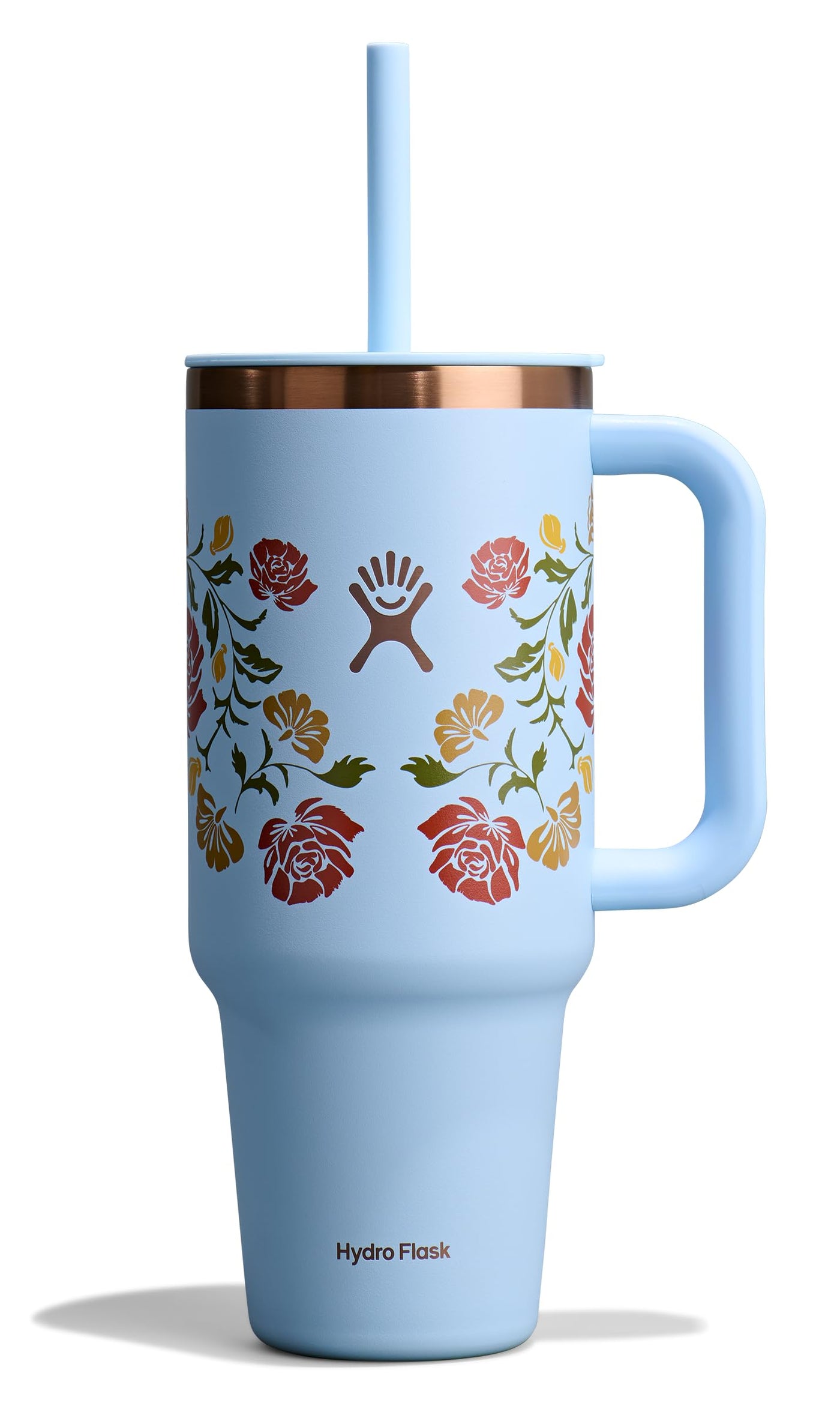 Hydro Flask Travel Tumbler with Handle, Lid and Straw - Insulated Stainless Steel in 32 Oz Trillium