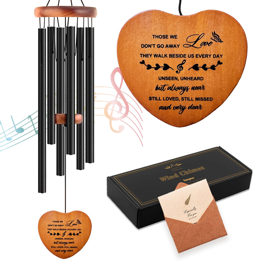 Soopau Wind Chimes for Outside, 30" Wooden Sympathy Wind Chimes Memorial Wind Chime for Loss of Loved One Mother Father, Sympathy Gift Home Decor Outdoor Garden Patio