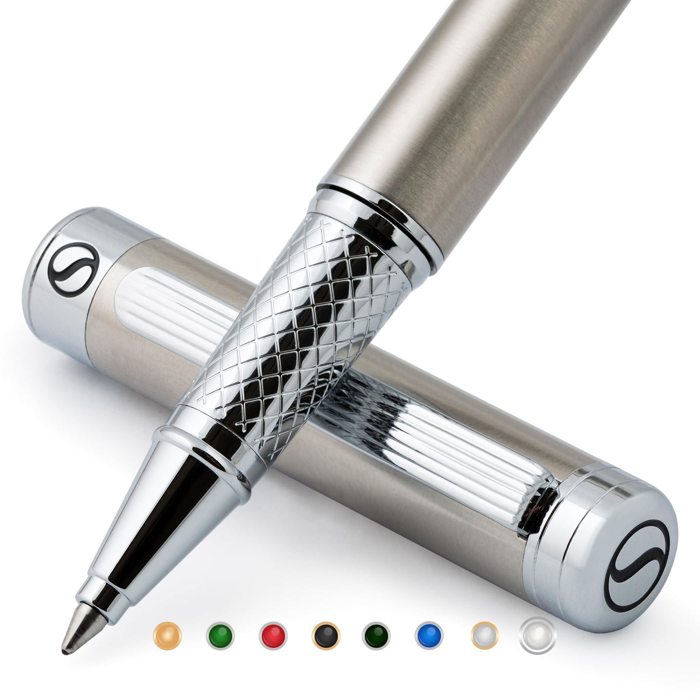 Scriveiner Black Lacquer Rollerball Pen - Stunning Luxury Pen, Real Gold Plating, Schmidt Ink Refill, Best Roller Ball Gift Set for Men & Women, Professional, Executive Office, Nice Pens