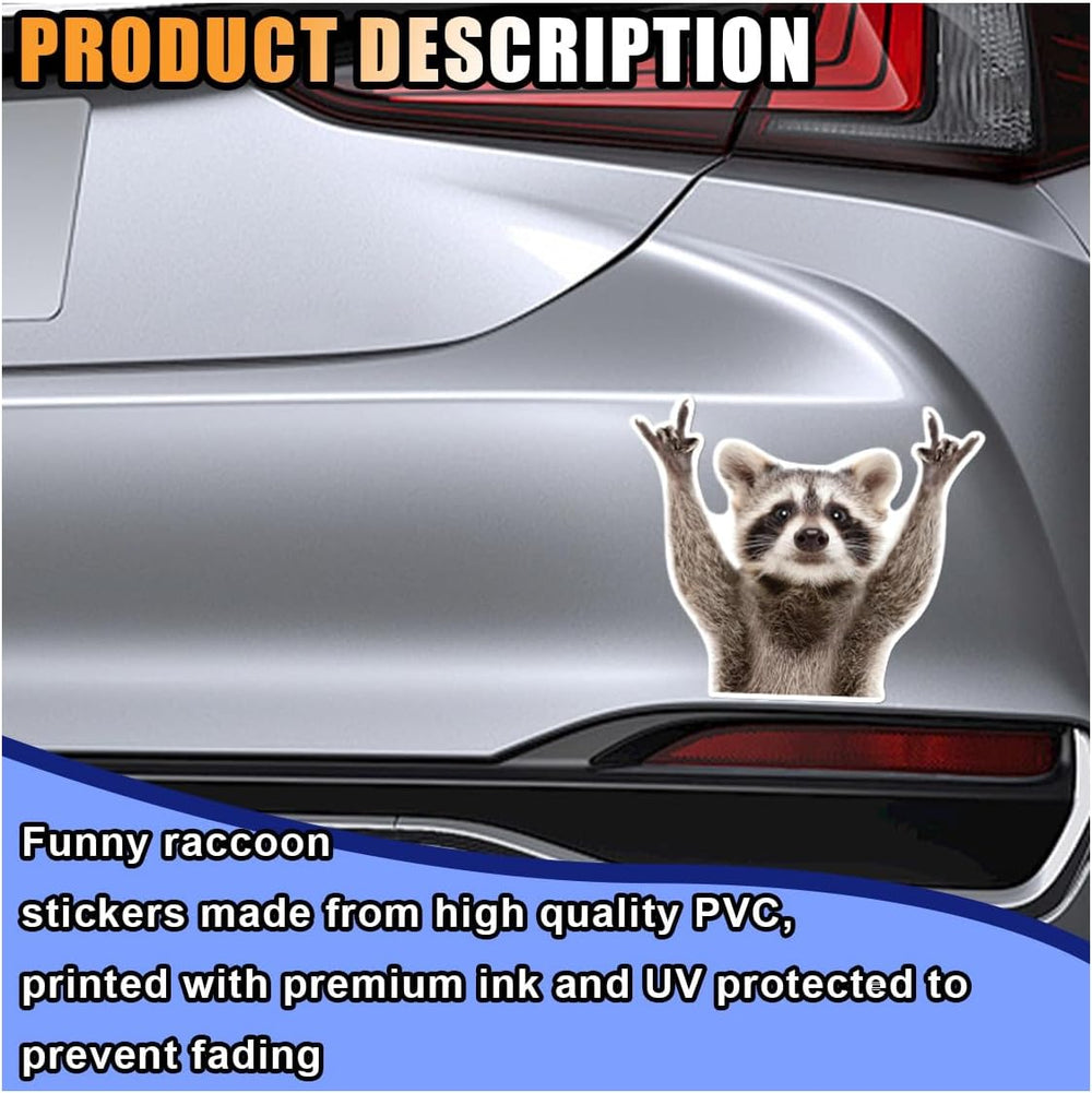 Funny Rocking Raccoon Sticker Decal - Cute Car Window Decal Waterproof Vinyl Sticker, 5.11×4.42 Inch Raccoon Pattern Car Laptop Wall Window Bumper Sticker (1PC)