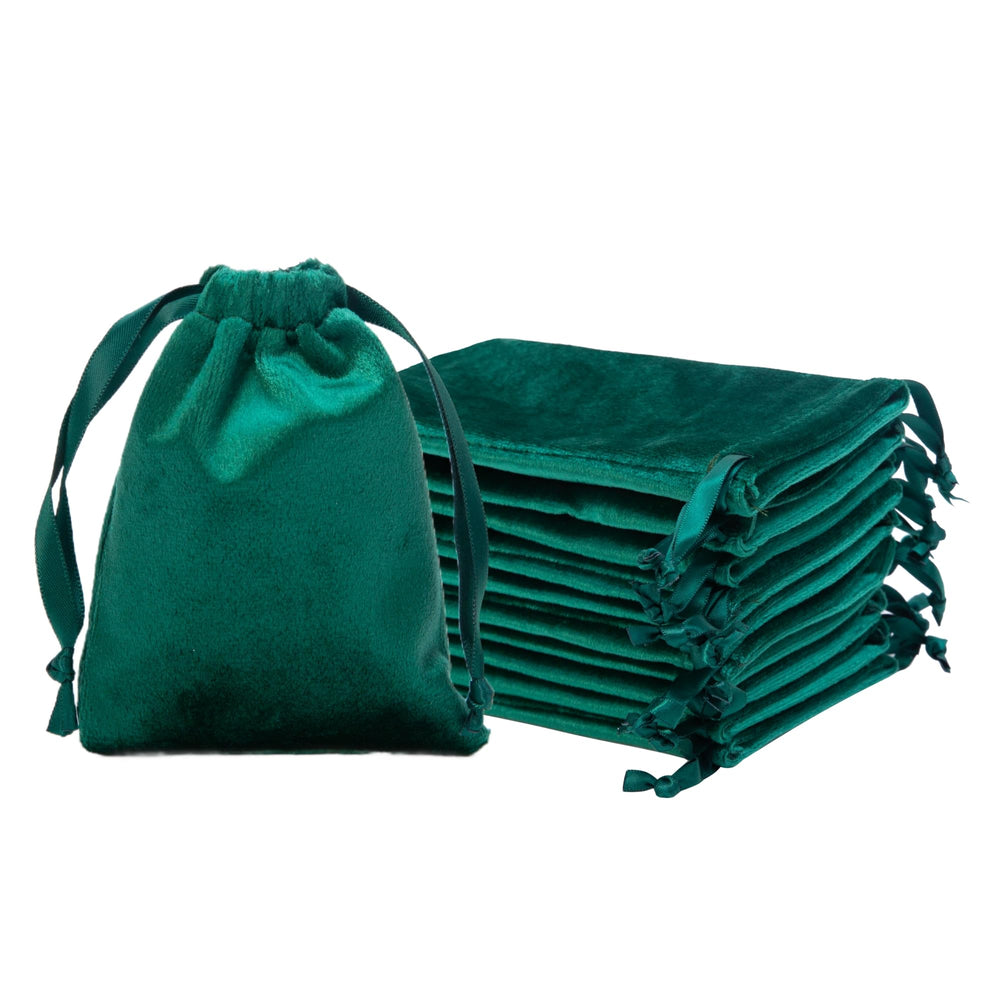QIANF 12pcs Light Champagne Velvet Drawstring Bags 4x6 inches Glossy Small Velvet Cloth Gift Bags Jewelry Pouches for Storage Wedding Party Favor Christmas