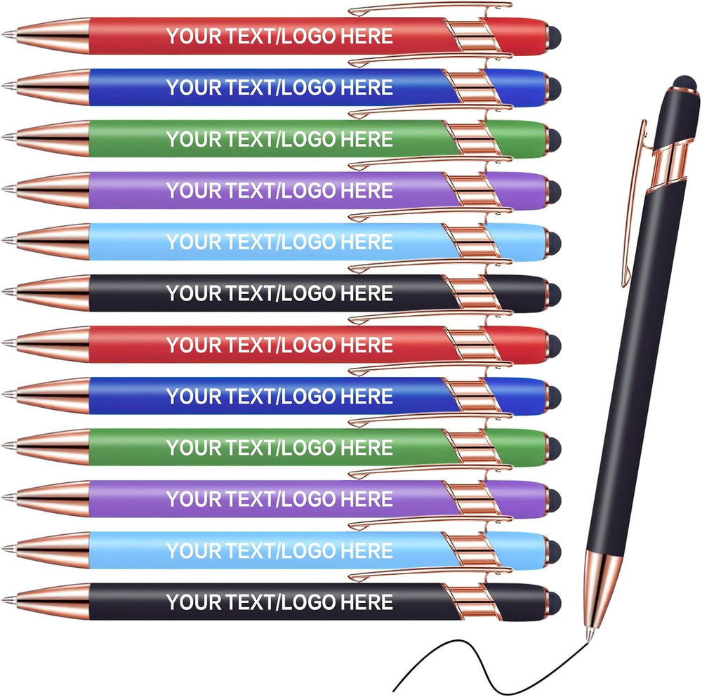 Touch-Sensitive Custom Pens with Logo/Text/Name Printing - Bulk Personalized Ballpoint Pens for Corporate Gifts, Graduation Party Favors (5-2000pcs)
