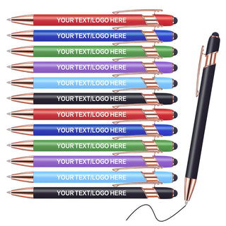 Touch-Sensitive Custom Pens with Logo/Text/Name Printing - Bulk Personalized Ballpoint Pens for Corporate Gifts, Graduation Party Favors (5-2000pcs)