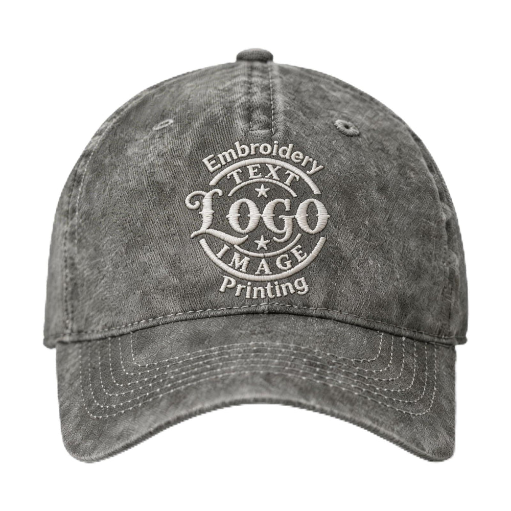 Bulk Custom Hat - Personalized Embroidered & Printed Baseball Cap to Text/Logo, Soft Washed Cotton Breathable Adjustable