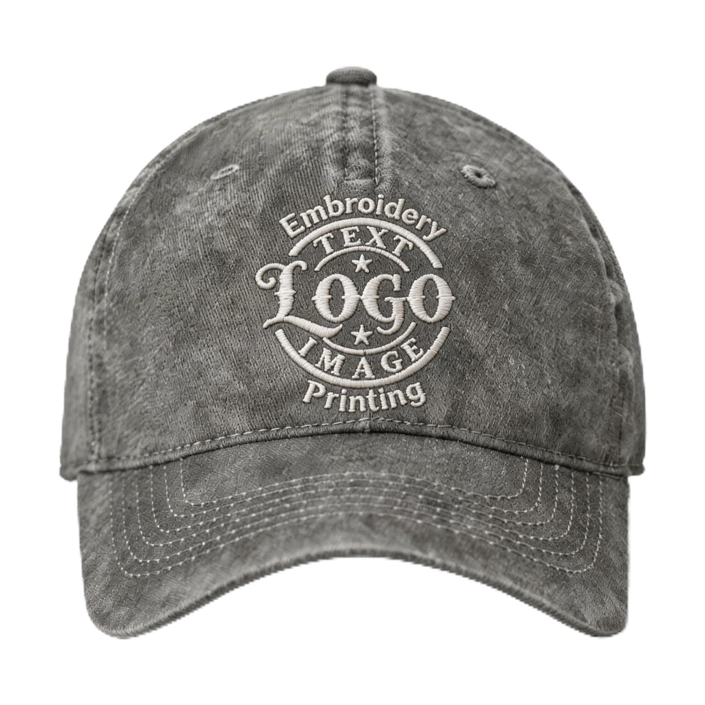 Bulk Custom Hat - Personalized Embroidered & Printed Baseball Cap to Text/Logo, Soft Washed Cotton Breathable Adjustable