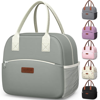 HOTOR Lunch Bag for Women & Men - Wear-Resistant Insulated Lunch Box with Large Capacity, Multi-Functional Cooler Bag for Office, Picnic, Black, 10L,10.60" x 5.90" x 9.50"