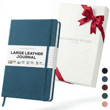 BEECHMORE BOOKS Premium Lined Leather Journal for Men & Women, 5" x 8" (A5) Thick 120gsm Ivory Cream Paper Notebook, Hardcover Vegan Leather Personal Diary, With Gift Box (Chestnut Brown)