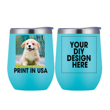 Personalized Wine Tumbler Glasses Print in USA Stainless Steel Travel Customized Coffee Cup with Lid & Straw Double Wall Insulated Mug with Colorful Text Logo Photo