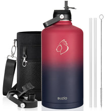 BUZIO 40oz Insulated Water Bottle, Triple Wall Vacuum Stainless Steel Water Flask with 2 lids, Lead-Free BPA-Free Straw Lid Sports Canteen Jug, Cold 48H & Hot 24H- Black