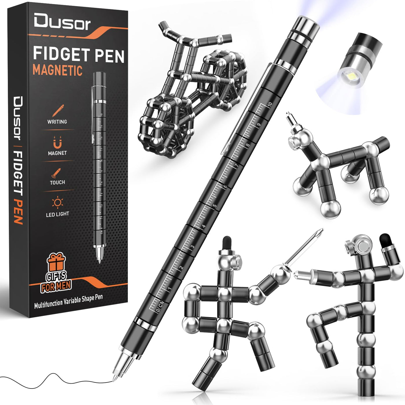 Dusor Gifts for Men Fidget Pen, Fathers Day Gift for Husband Dad Brother Boyfriend Multifunction Pen, Anniversary Birthday Fathers Day Gift from Daughter Son Wife, Graduation Gifts for Teens Him Boy