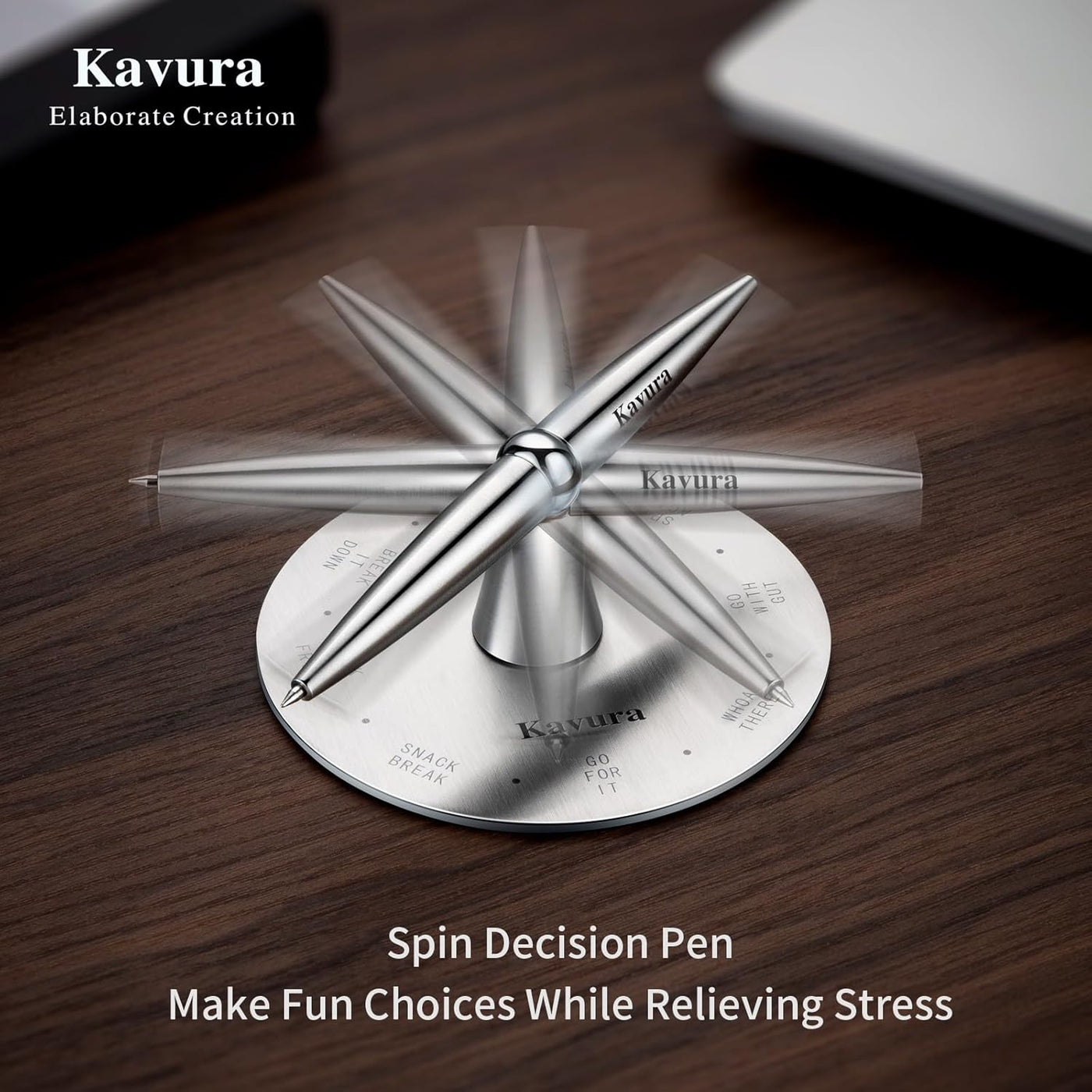 Spin Decision Pen – CNC-Machined 316L Stainless Steel Fidget Pen with Magnetic Stand | Smooth Writing Gel Ink | Stress Relief & Decision Maker |Office Desk Gift for Professionals