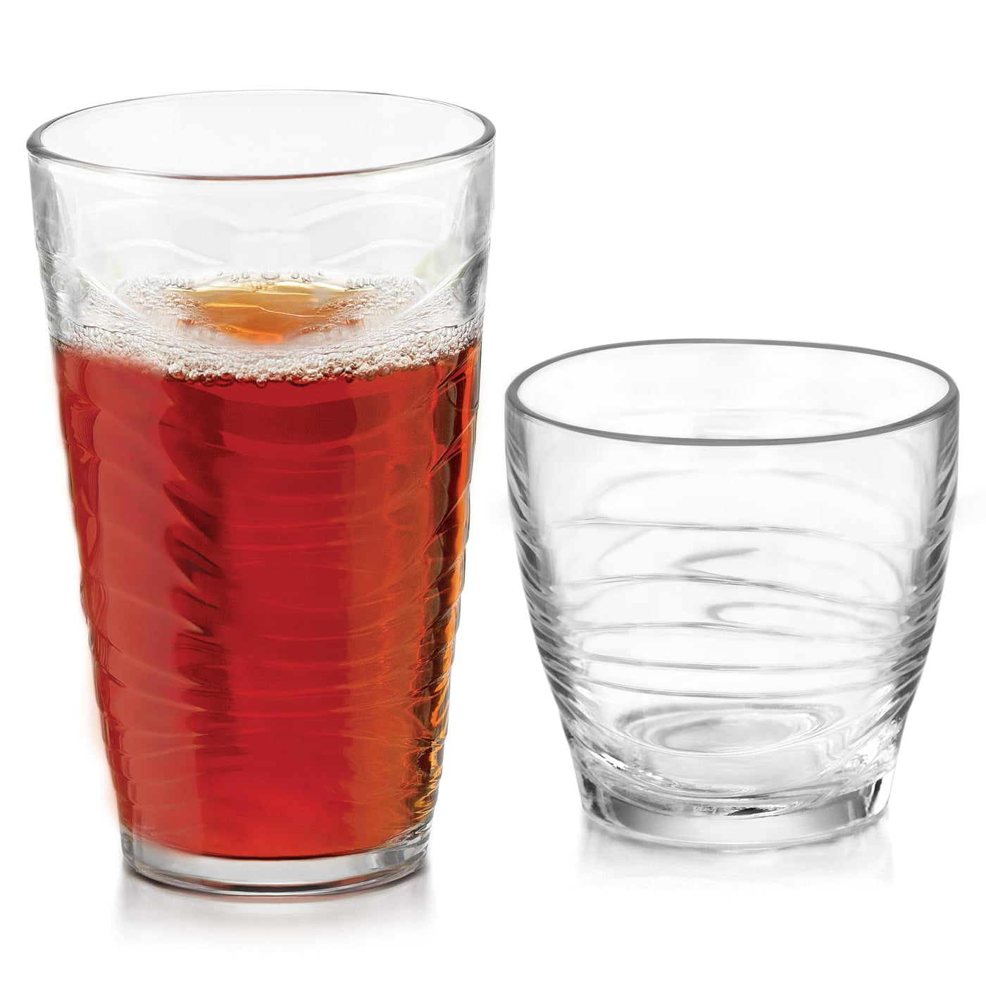 Libbey Ascent Tumbler and Rocks Drinking Glasses Set of 16, Glass Drinking Glasses with Curvature, Versatile Glassware Set for Parties and More