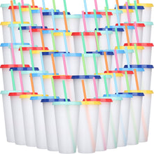 Honeydak 15 Pack Tumbler with Straw and Lid Bulk Cups for Gifts Water Bottle Iced Coffee Travel Mug Cup Reusable Plastic Tumblers for Party Birthdays 24-27 oz (Solid Color)