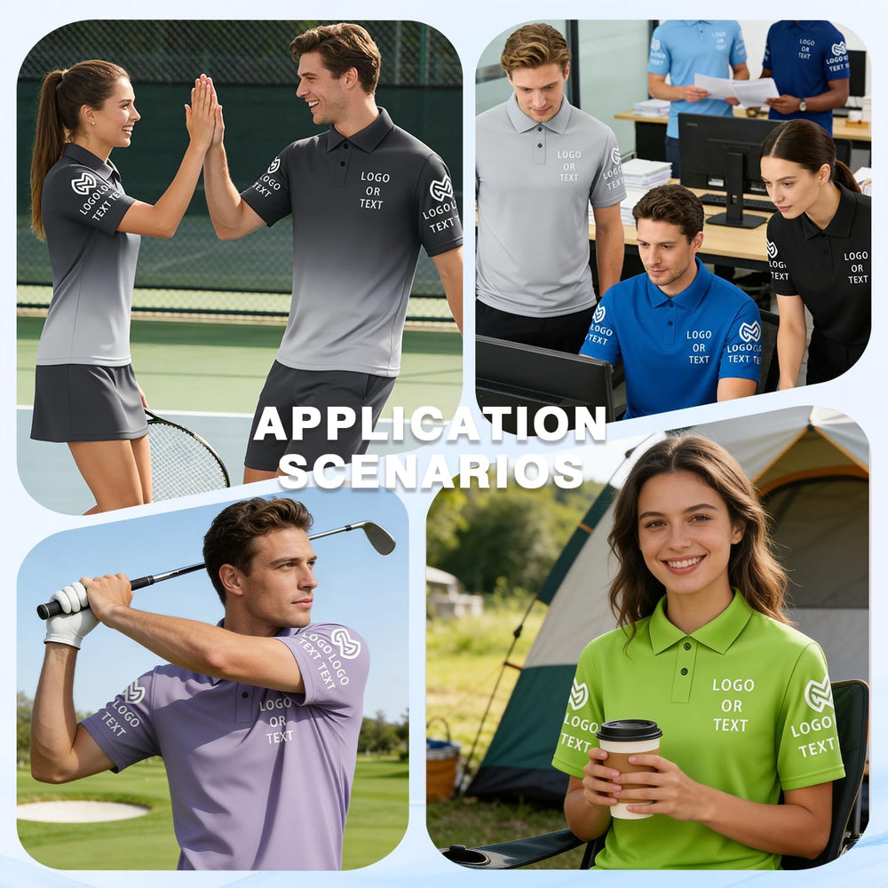 Custom Polo Shirts for Men Women Design Your Own Text Logo Image Personalized Printed Golf Work Shirts Business Casual