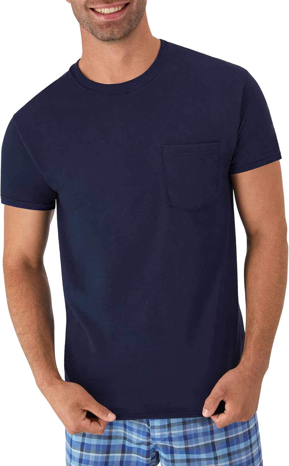 Hanes Men's Pocket T-Shirt Pack, 6-Pack, Cool & Breathable Cotton Tees, Stay-Tucked Undershirts for Men