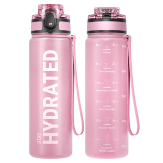 Sahara Sailor Water Bottle 32oz, Durable and Leakproof Water Bottles Motivational with Time Marker, Tritan, BPA Free, Wide Mouth with Easy Clean Brush for Gym, Travel, Home, School, Office (1 Bottle)