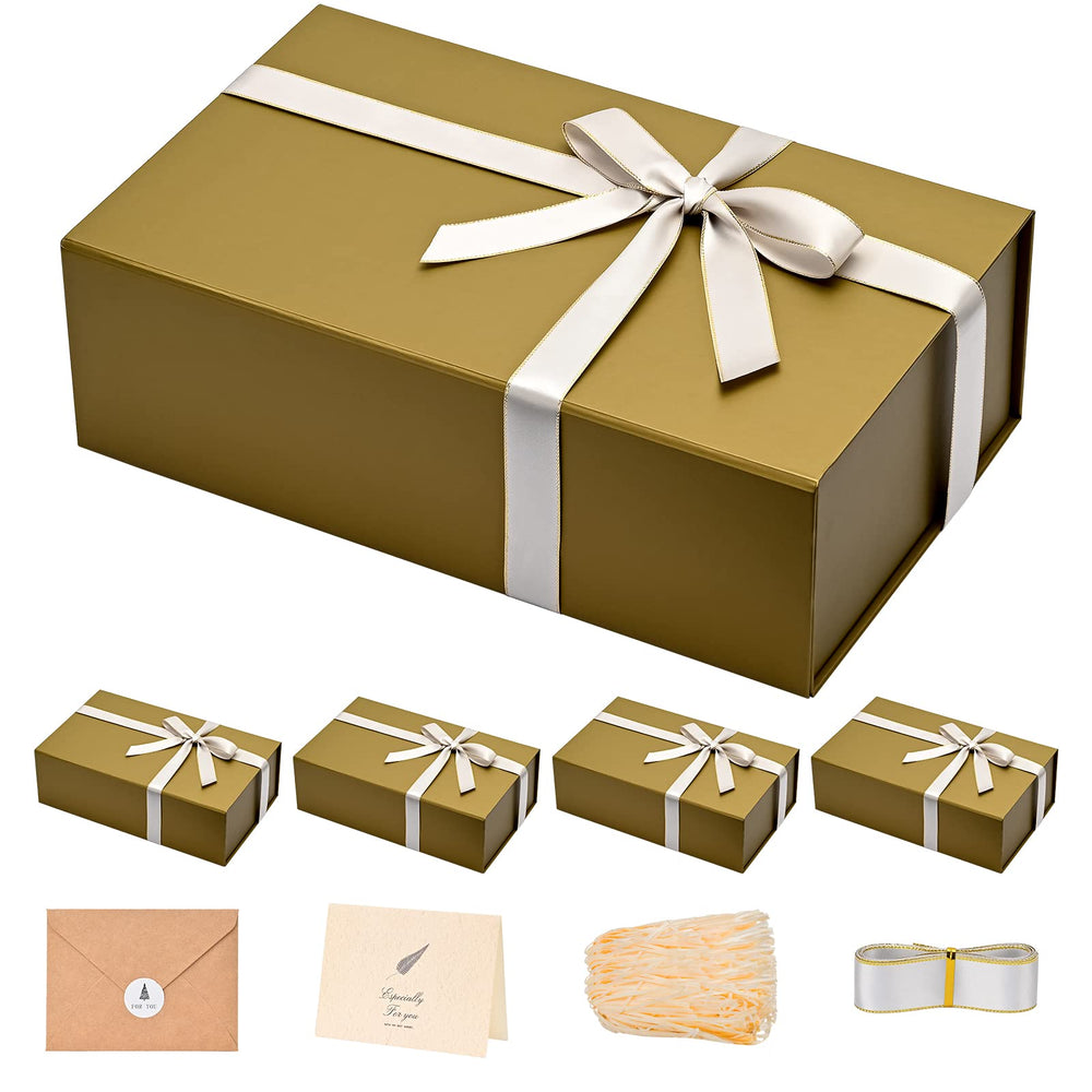 LIFELUM Gift Box 13.5''x10''x4'' Large Gifts Box with Magnetic Lids Black Gift Boxes for Father's Day graduation gifts Contains Card, Ribbon, Filler