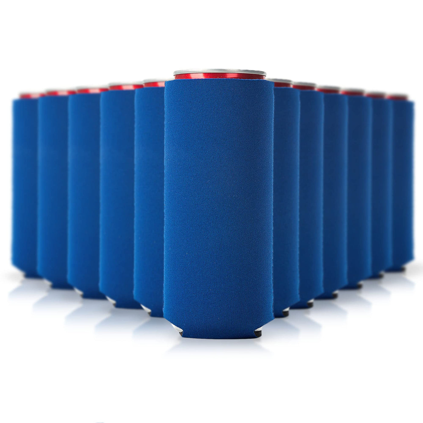 Slim Can Cooler Sleeves 12 Pack– Blank Foldable Neoprene 12oz Can Insulators – Skinny Beverage Coolers for Beer & Soda – Sublimation-Ready (Assorted)