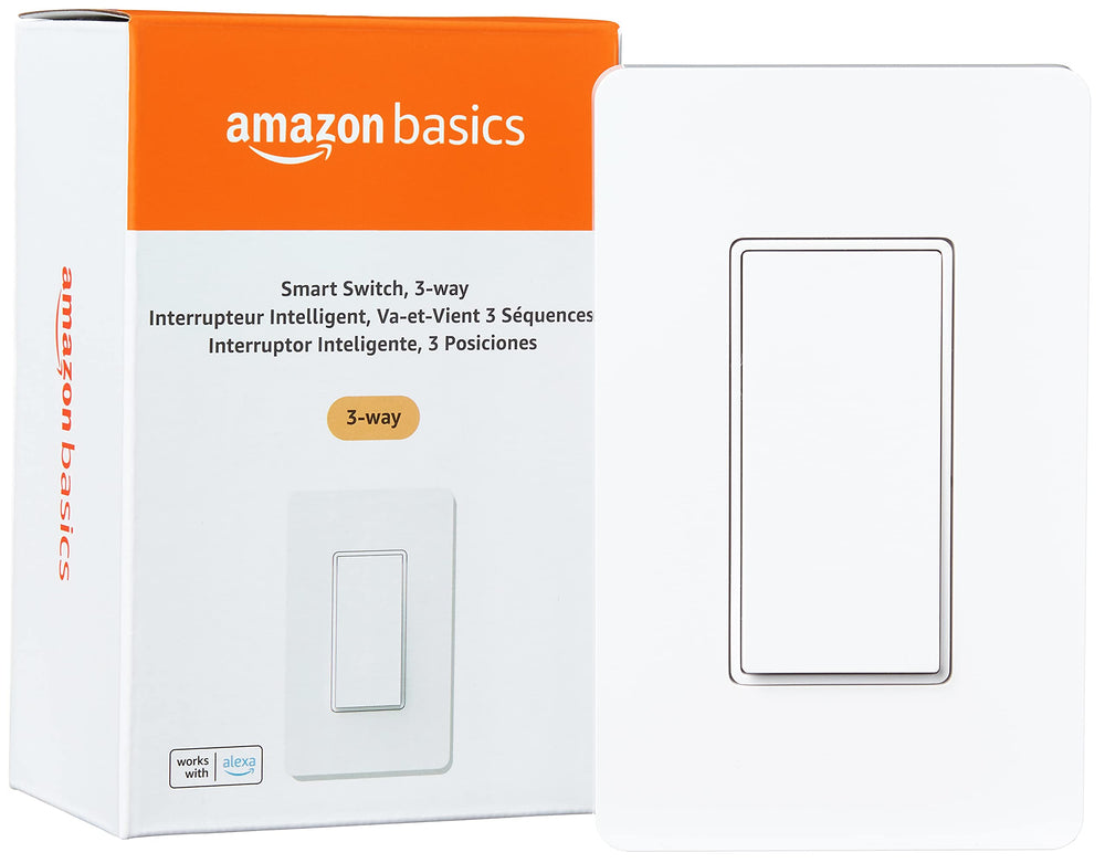 Amazon Basics Smart Light Switch, Single Pole, Works with Alexa Only, Voice Control, Schedule, 2.4 GHz Wi-Fi, No Hub Required, Easy to Install, White