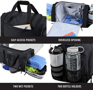 Ultimate Gym Bag 2.0: The Durable Crowdsource Designed Duffel Bag with 10 Optimal Compartments Including Water Resistant Pouch