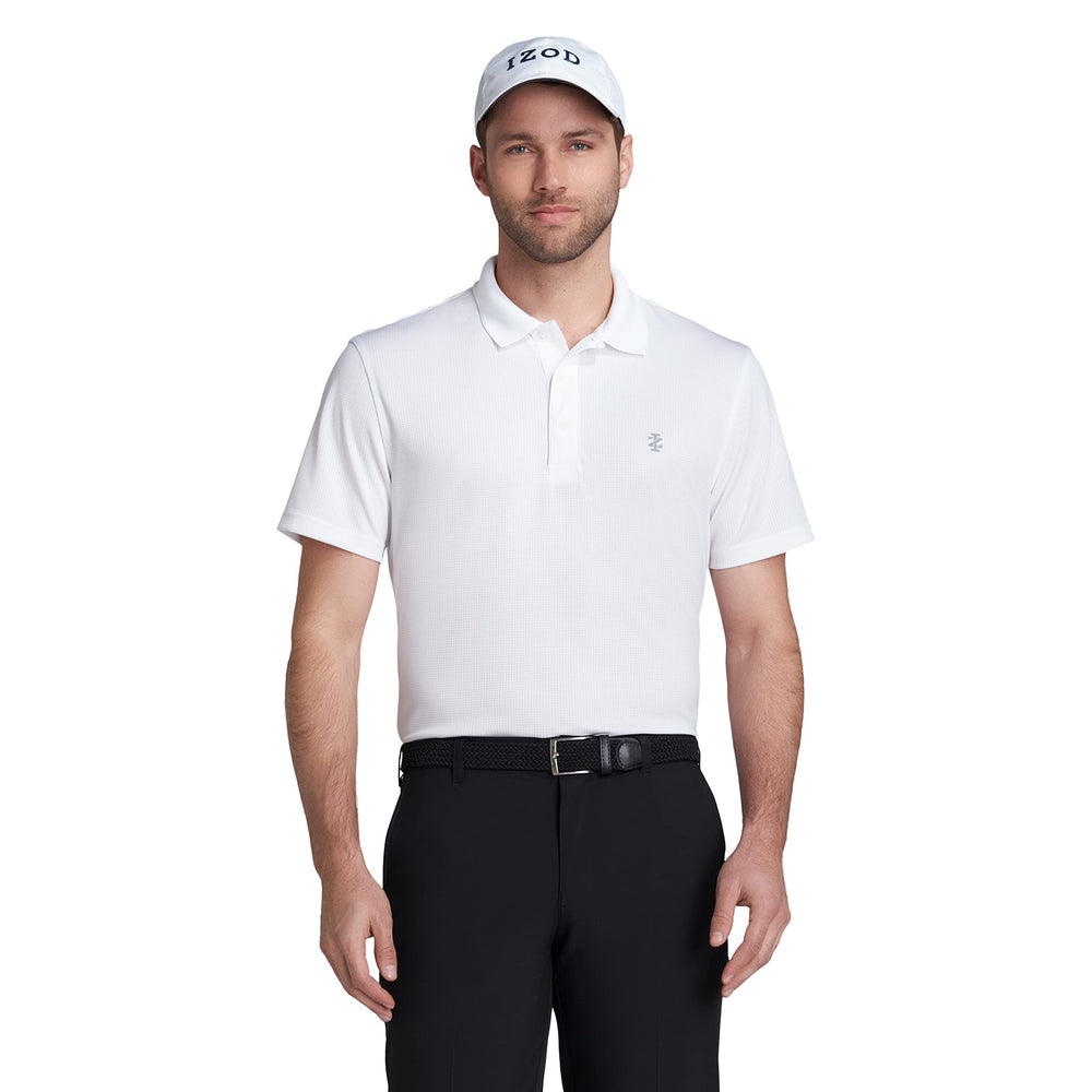 Izod Men's Performance Golf Grid Short Sleeve Stretch Polo Shirt