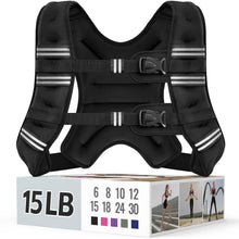 Zeerun Weighted Vest, 6lb/8lb/10lb/12lb/15lb/18lb/20lb/24lb/30lb for Men Women, Reflective Stripe Adjustable Buckle, Comfortable Durable Rucking Vest for Walking Running Strength Training