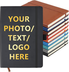 Customizable Personalized Notebook | Custom Logo, Text & Image A5 Journal Notebook | 200 Lined Pages 8.5" x 5.8" | Daily Writing Journal for Office, Students & Gift Giving, Black