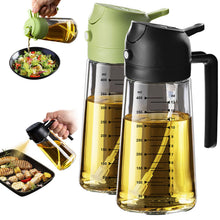 TrendPlain 16oz/470ml Glass Olive Oil Sprayer for Cooking – 2 in 1 Olive Oil Dispenser Bottle for Kitchen Gadgets and Air Fryer Accessories, Salad, BBQ - Black