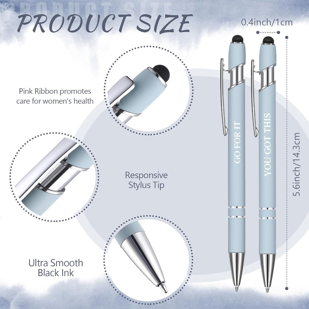 Zonon 12 Pcs Inspirational Pens Gift Set Funny Ballpoint Pen with Stylus Tip Motivational Graduation Gifts Bulk for Teacher Coworkers Nurse School Office Supplies(Morandi,Boss Lady)
