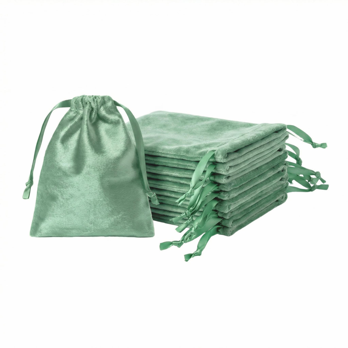 QIANF 12pcs Light Champagne Velvet Drawstring Bags 4x6 inches Glossy Small Velvet Cloth Gift Bags Jewelry Pouches for Storage Wedding Party Favor Christmas