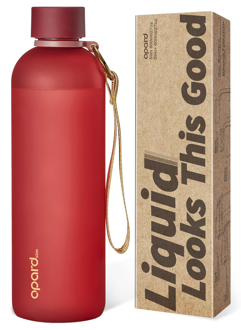 Opard Slim Water Bottle 27oz, Dishwasher Safe Plastic Water Bottle BPA-Free, Leakproof Screw Top, Cream White, Reusable for Travel School Sport Gym Hiking