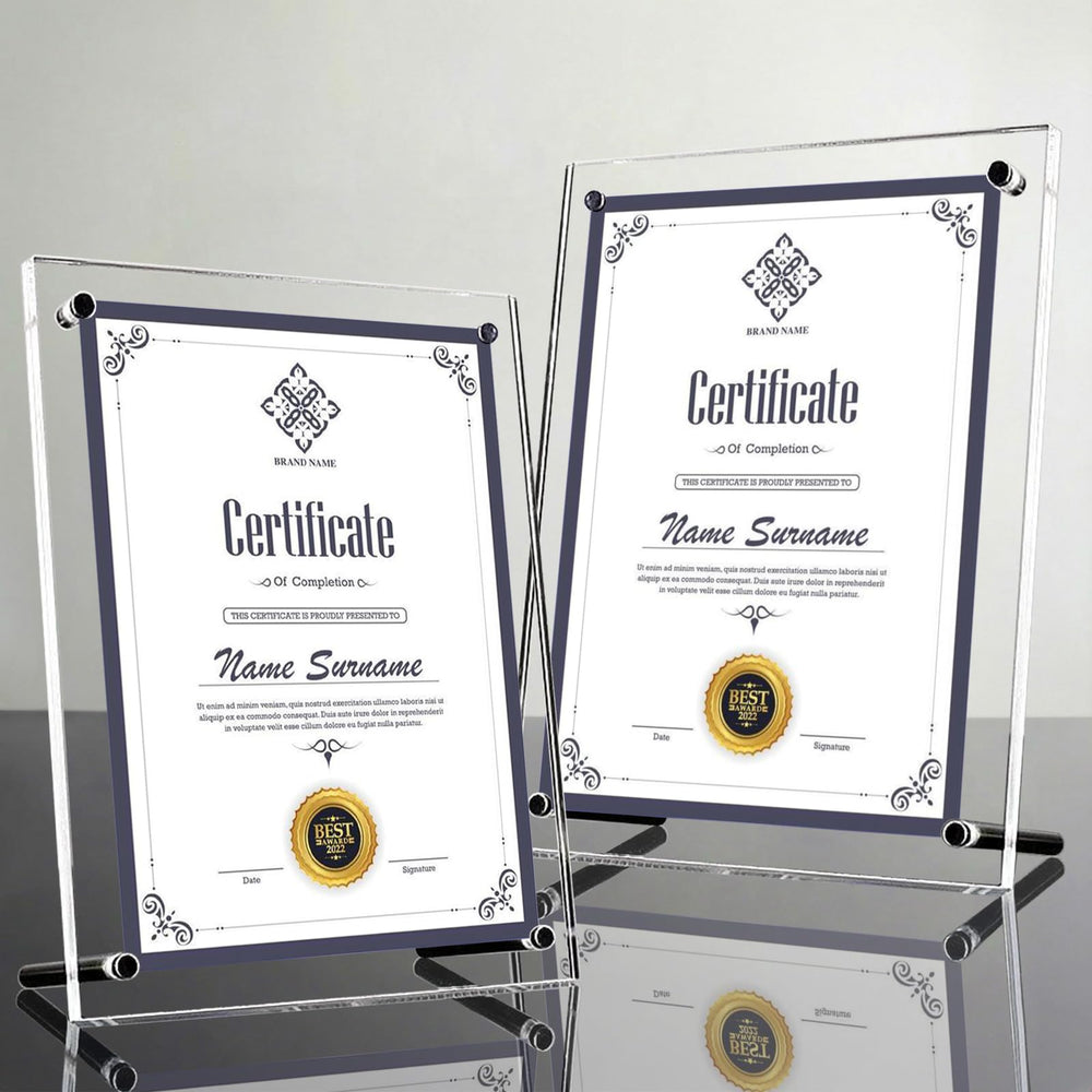 Award Plaques,13 x 9.5 in Acrylic Certificate Frame,Employee of The Month Plaque,Picture Plaques Holds A4 Size Paper,Placed Your Award,Diploma Certificate (Acrylic Plaque)