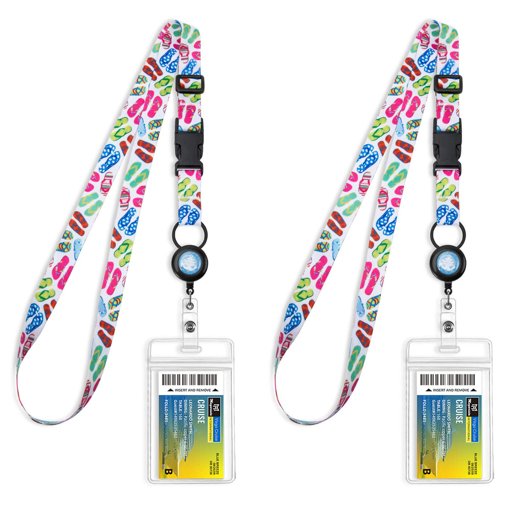 MNGARISTA Cruise Lanyards, Adjustable Lanyard with Retractable Reel, Waterproof ID Badge Holder for All Cruises Ships Key Cards, 2pack