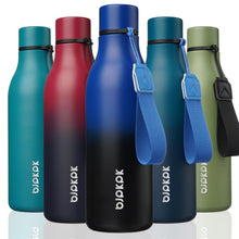 BJPKPK Insulated Water Bottles, 18 oz Stainless Steel Metal Water Bottle with Strap, BPA Free Leak Proof Jugs, Mugs, Flasks, Reusable Thermal Flasks for Sports & Travel, Orange