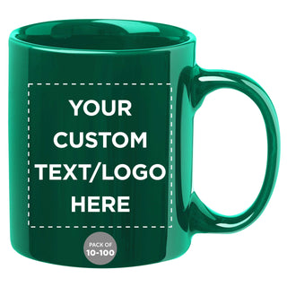 Father’s Day Custom Ceramic Coffee Mugs 11 oz. Set of 10/50/100, Personalized Bulk Pack - Coffee Cup Set, Iced Coffee Cup, Gaming Mug for Dad - White