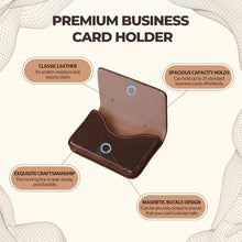 Business Card Holder, Slim Brown PU Leather Card Case for Men & Women with Magnetic Shut, Portable Pocket or Purse Wallet Holds Credit ID Cards, Gift Idea