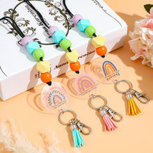 Roowest Graduation Gifts Teacher Lanyards for ID Badge Keys Colorful Rainbow Beaded Badge Lanyard for Women's Day Secretary Employee Appreciation