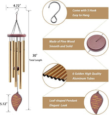 Soopau Wind Chimes for Outside, 30" Wooden Sympathy Wind Chimes Memorial Wind Chime for Loss of Loved One Mother Father, Sympathy Gift Home Decor Outdoor Garden Patio