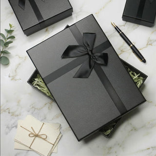 Gift Boxes with Lids for Presents, Set of 5 Black Gift Boxes, Pre-warpped Nesting Boxes for Gifts, Luxury Gift Box for Father's Day, Anniversaries, Birthdays,Weddings, etc.