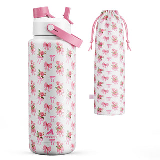 POWCAN 26 oz Insulated Water Bottle with 2-in-1 Straw and Spout Lid, Keep Cold 24H, Leak-Proof, Fits in Car Cup Holder, Stainless Steel Water Bottle for Sports, Travel, and School (Cotton Candy)