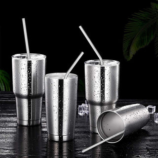 Hiware 12-Pack Reusable Stainless Steel Metal Straws with Case - Long Drinking Straws for 30 oz and 20 oz Tumblers Dishwasher Safe - 2 Cleaning Brushes Included