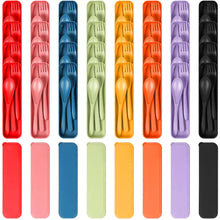 Reusable Travel Utensils Set with Case, 4 Sets Wheat Straw Portable Knife Fork Spoons Tableware, Eco-Friendly BPA Free Cutlery for Kids Adults Picnic Camping Utensils(Green, Beige, Pink, Blue)
