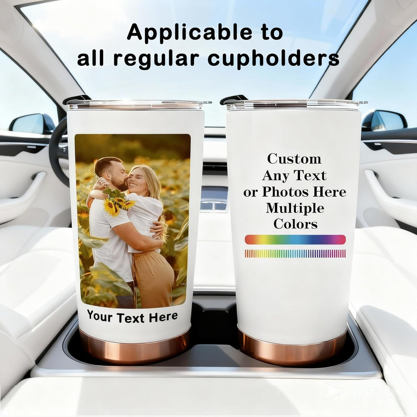 Personalized Tumbler with Photo Text Logo, Made in USA 20 oz Custom Stainless Steel Coffee Mug with Lid, Custom Cup Gift for Dad, Mom, Friends, gift for father's day