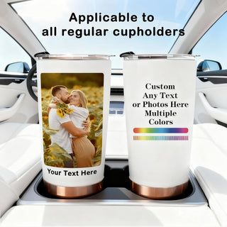Personalized Tumbler with Photo Text Logo, Made in USA 20 oz Custom Stainless Steel Coffee Mug with Lid, Custom Cup Gift for Dad, Mom, Friends, gift for father's day