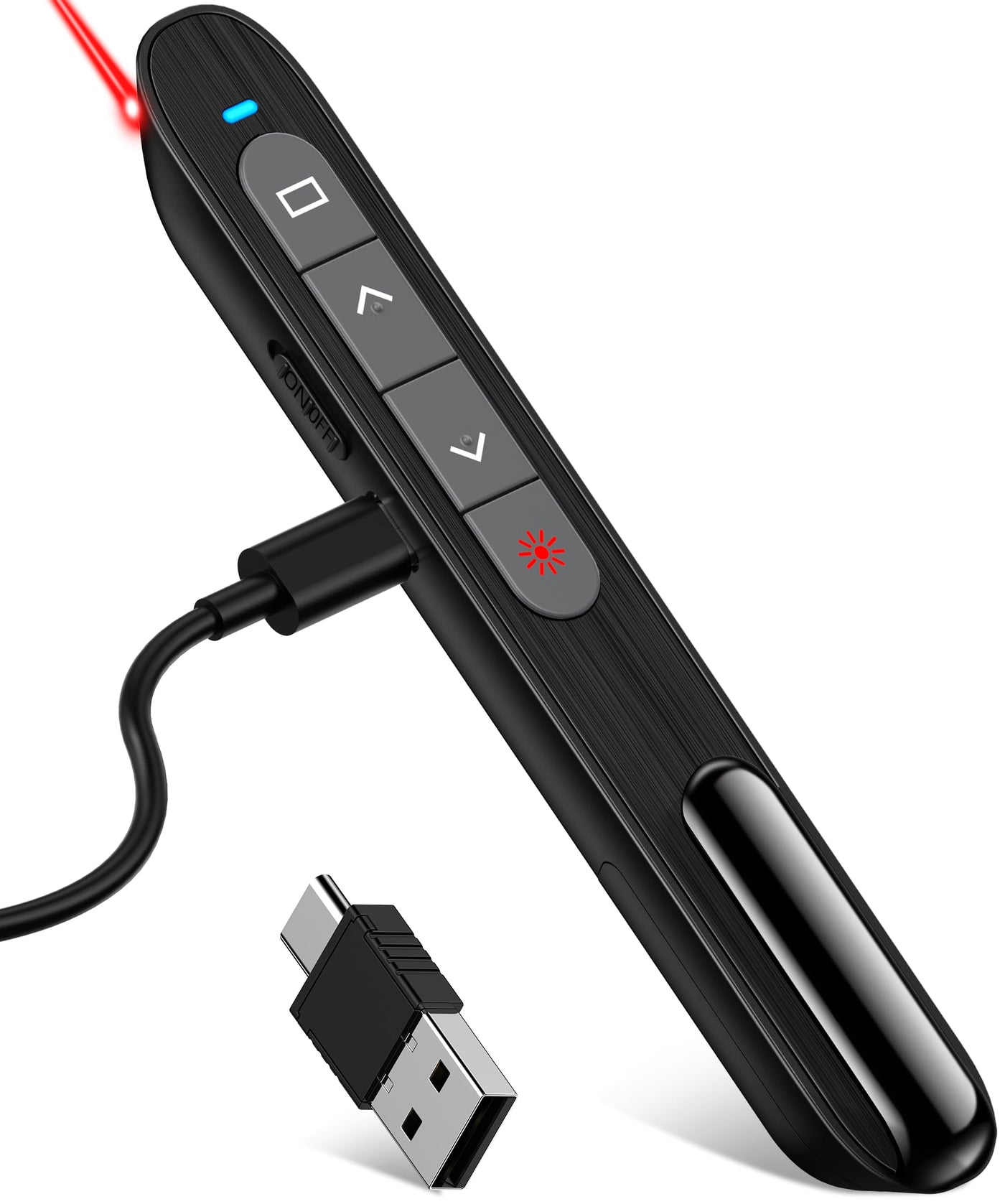 Wireless Presenter, Hyperlink Volume Control Presentation Clicker RF 2.4GHz USB PowerPoint Clicker Presentation Remote Control Pointer Slide Advancer (Black)