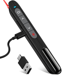 Wireless Presenter, Hyperlink Volume Control Presentation Clicker RF 2.4GHz USB PowerPoint Clicker Presentation Remote Control Pointer Slide Advancer (Black)